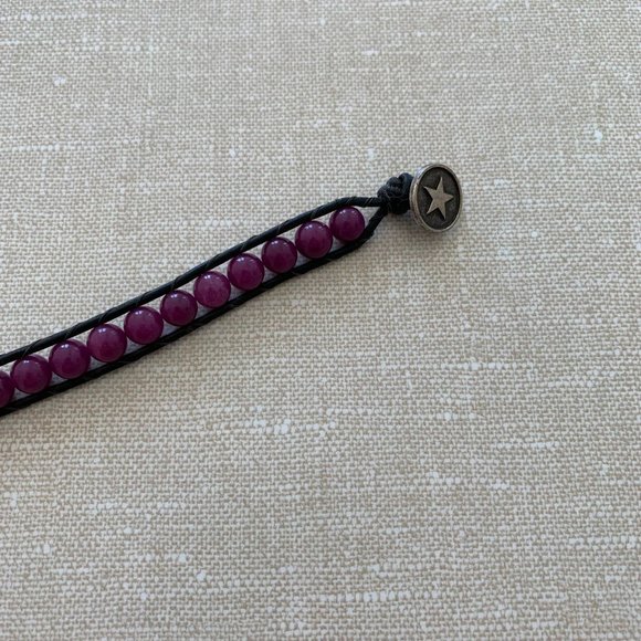 🌷3 for$25🌷Handmade Genuine Purple Quartzite & Leather Button Closure Bracelet - Picture 8 of 9